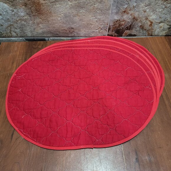 Vintage Ginger Bread Men Candy Canes Placemats Oval Green Quilted Set of 5 - Picture 5 of 11